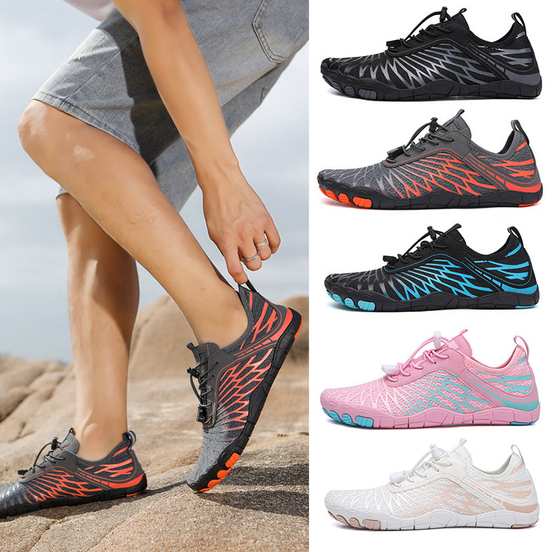 Barfußschuhe mit Kupferdetails und einer dünnen, flexiblen Sohle