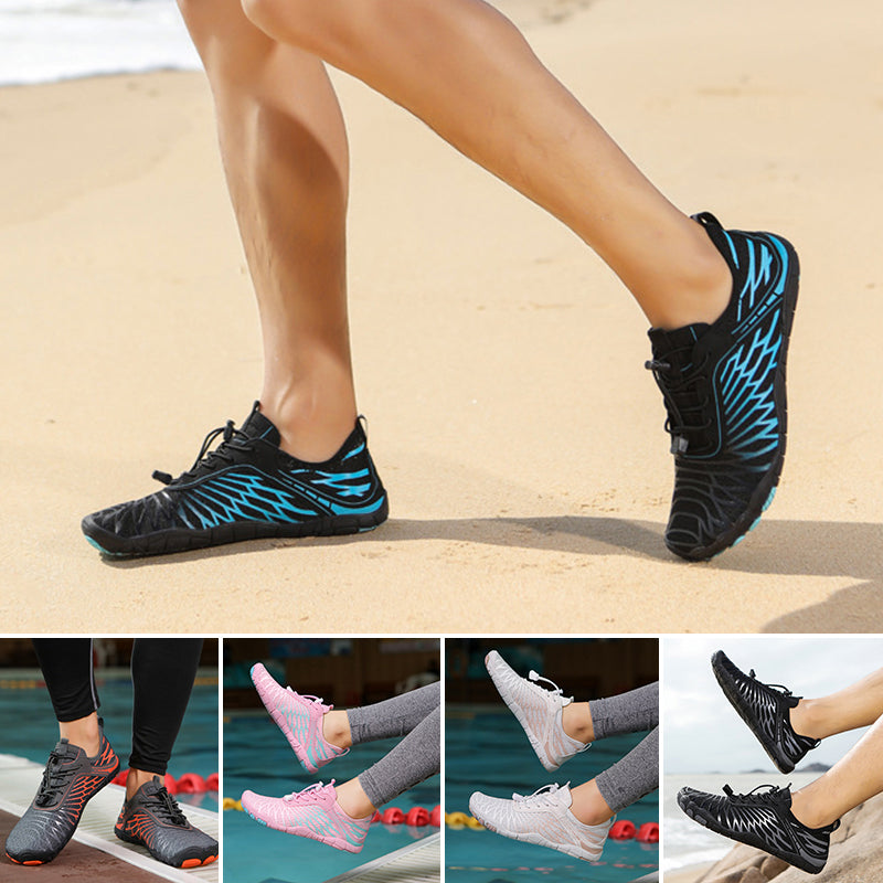 Barfußschuhe mit Kupferdetails und einer dünnen, flexiblen Sohle