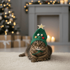 Plush Christmas Hat with Elegant Gold Trim for Pets - Fioriscas