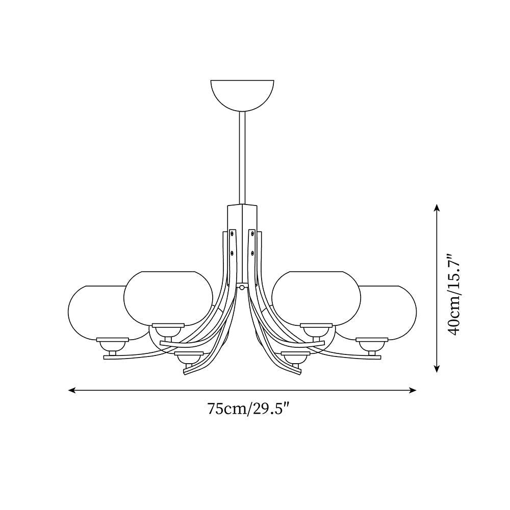 Auralyn 6-lys Amber Glasglobus Lysekrone | Fioriscas