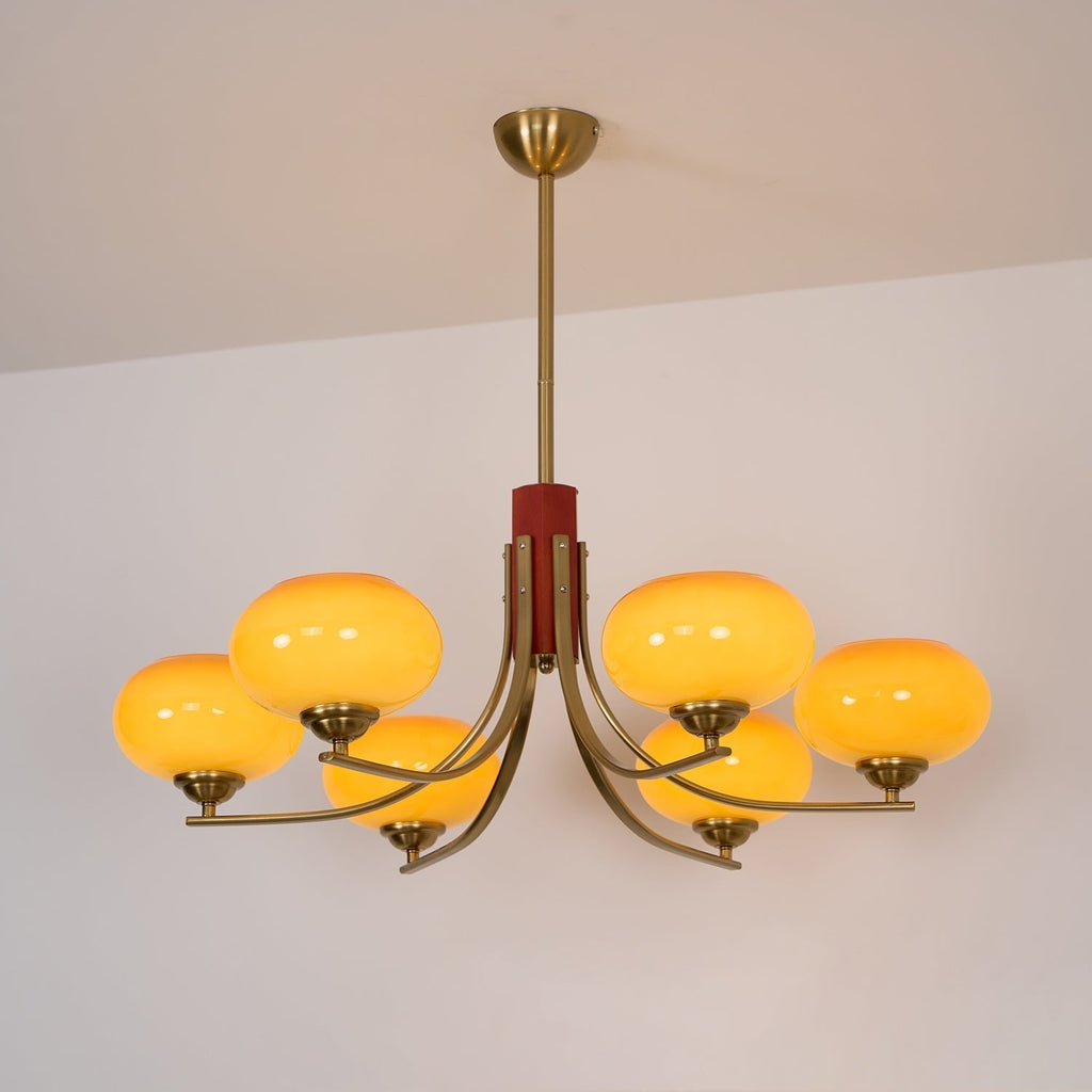 Auralyn 6-lys Amber Glasglobus Lysekrone | Fioriscas