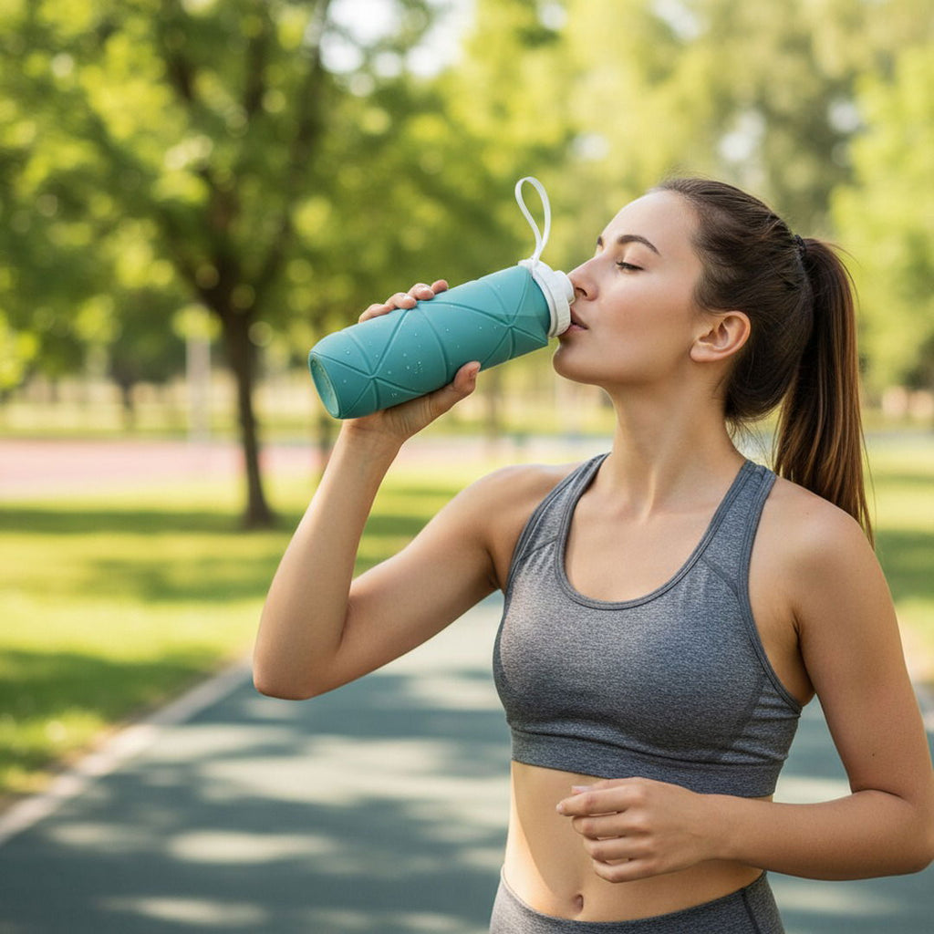 Foldable Silicone Water Bottle, Compact Travel Bottle With Flip Cap