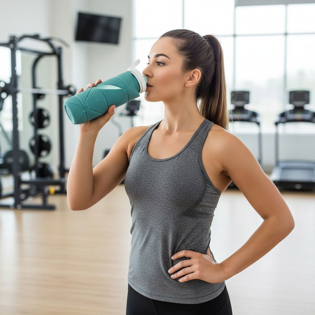 Foldable Silicone Water Bottle, Compact Travel Bottle With Flip Cap