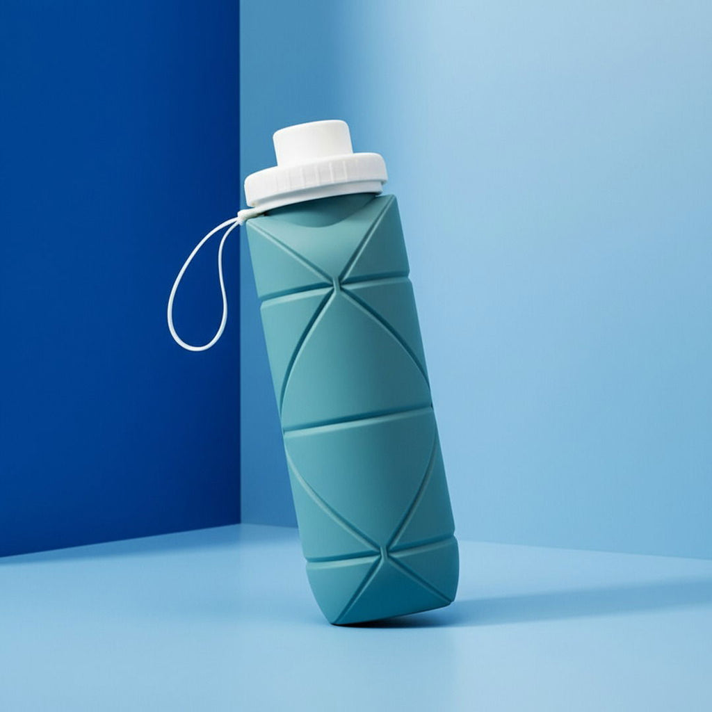 Foldable Silicone Water Bottle, Compact Travel Bottle With Flip Cap