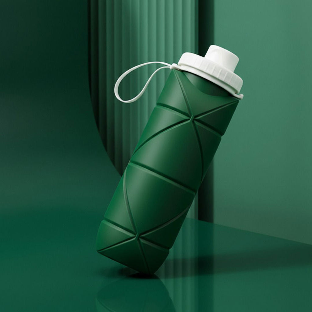 Foldable Silicone Water Bottle, Compact Travel Bottle With Flip Cap