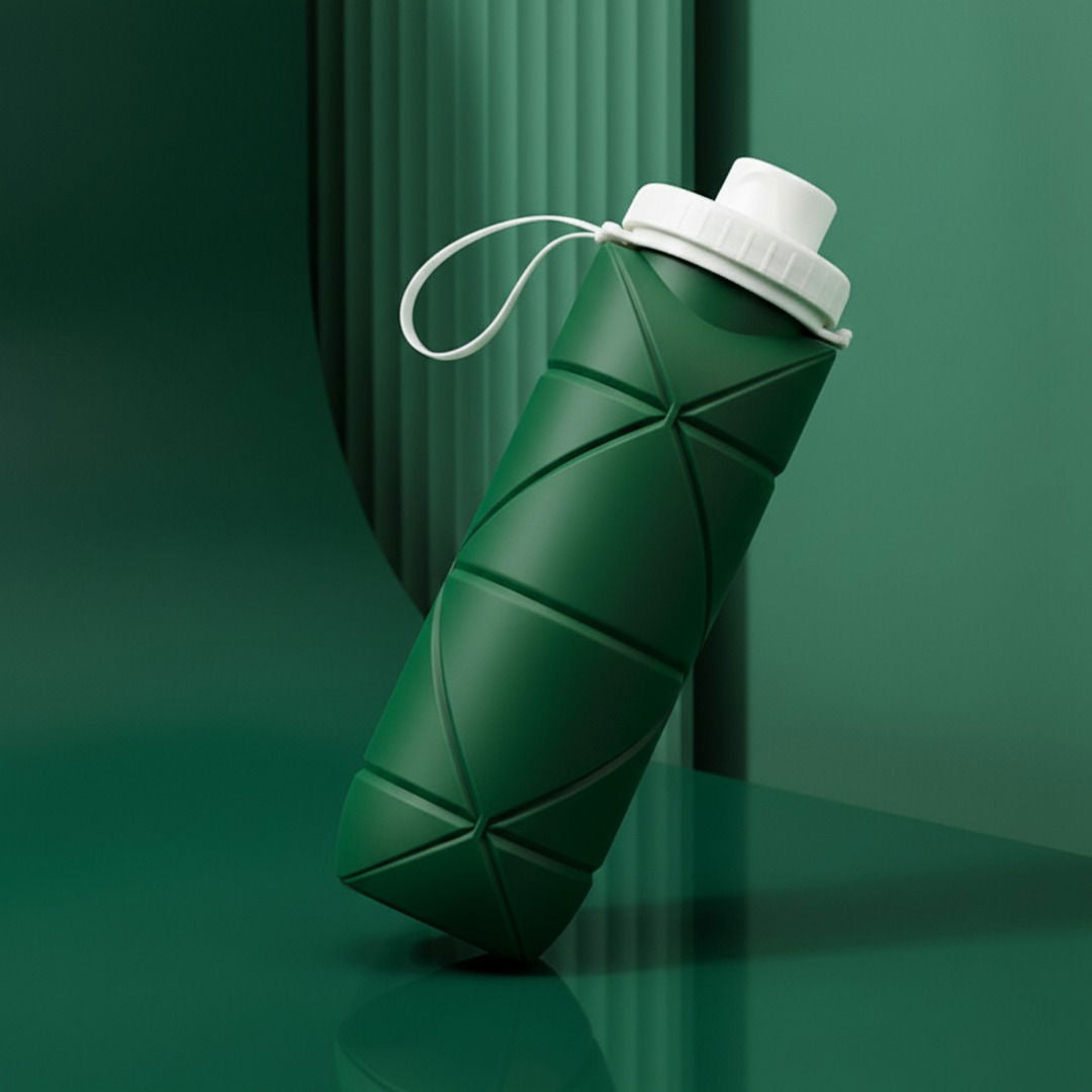 Foldable Silicone Water Bottle, Compact Travel Bottle With Flip Cap