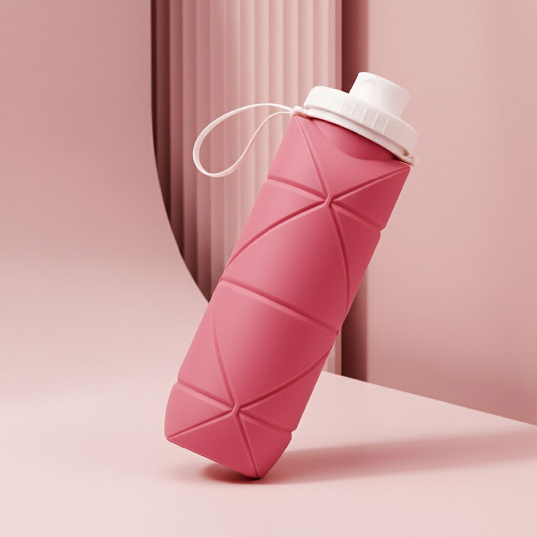 Foldable Silicone Water Bottle, Compact Travel Bottle With Flip Cap