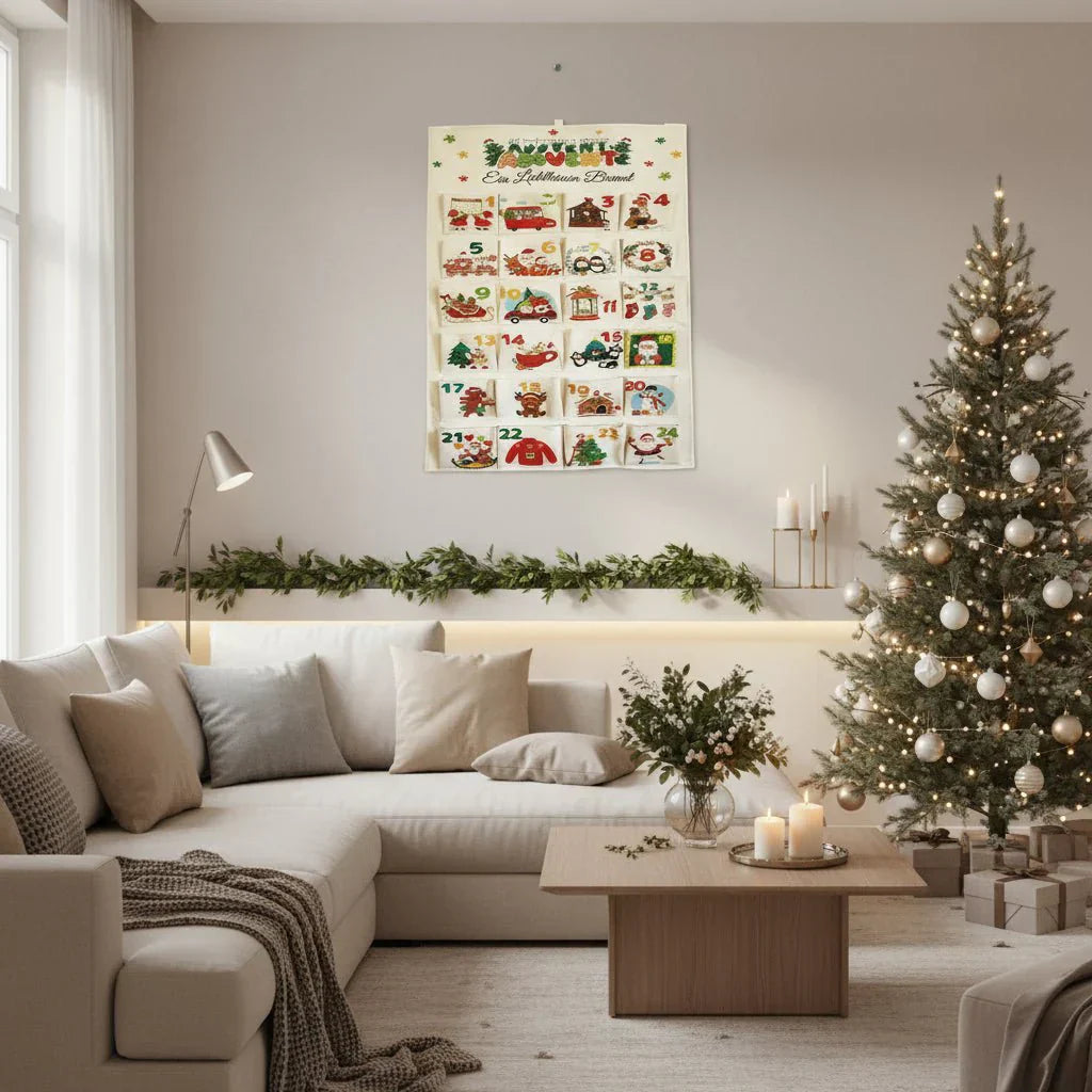DIY adventi naptár textilből, 24 zsebbel karácsonyra - Fioriscas