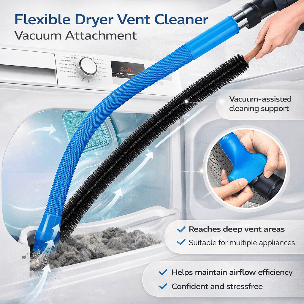 Flexible Dryer Vent Cleaning Vacuum Attachment For Lint | Fioriscas