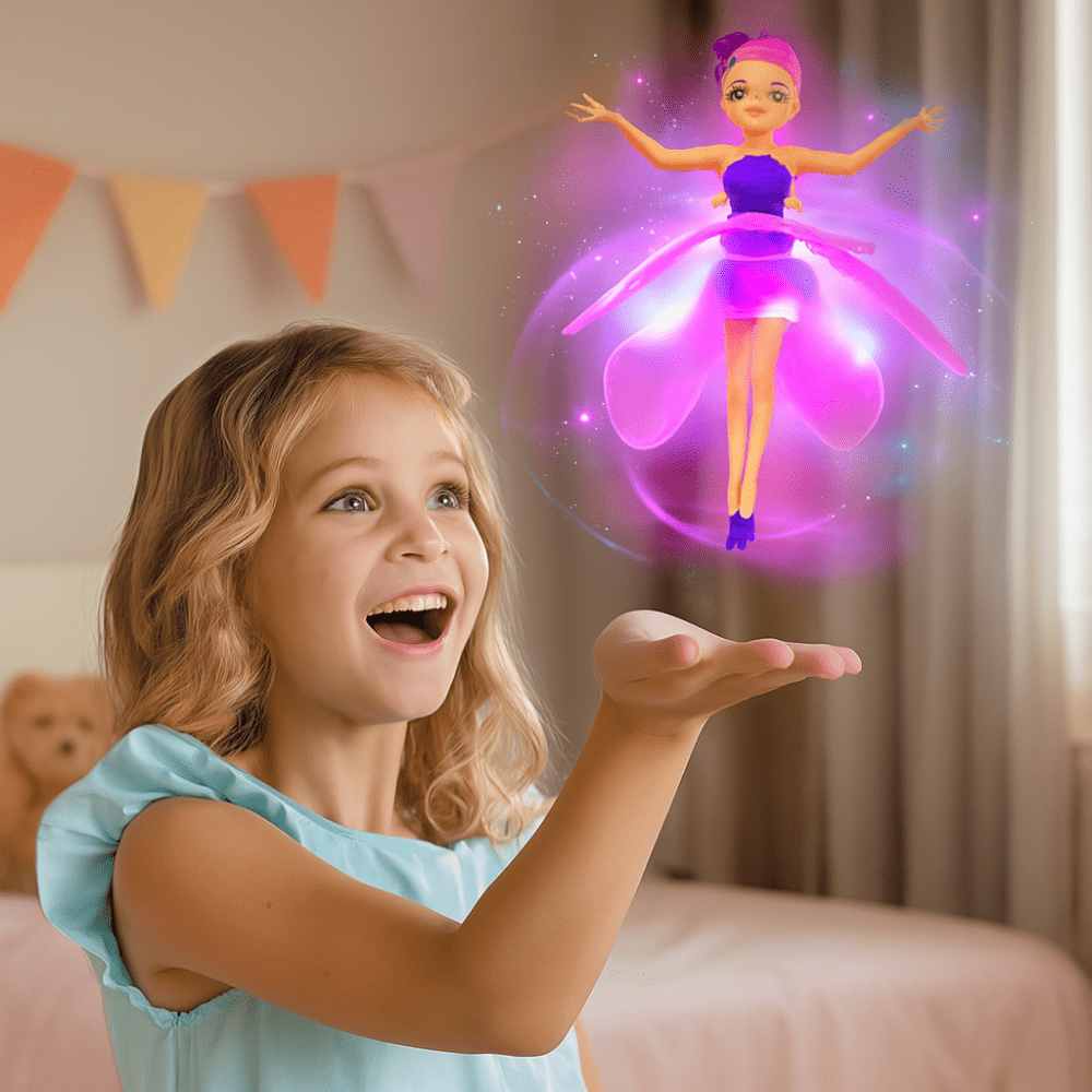 Giocattolo volante a forma di fata controllato tramite gesti con luce LED multicolore per bambini | Fioriscas