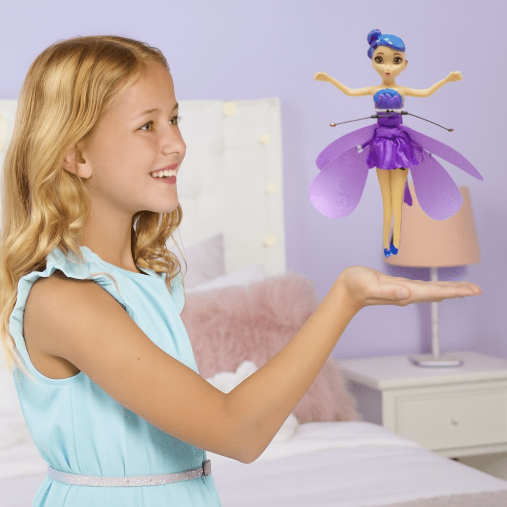 Giocattolo volante a forma di fata controllato tramite gesti con luce LED multicolore per bambini | Fioriscas