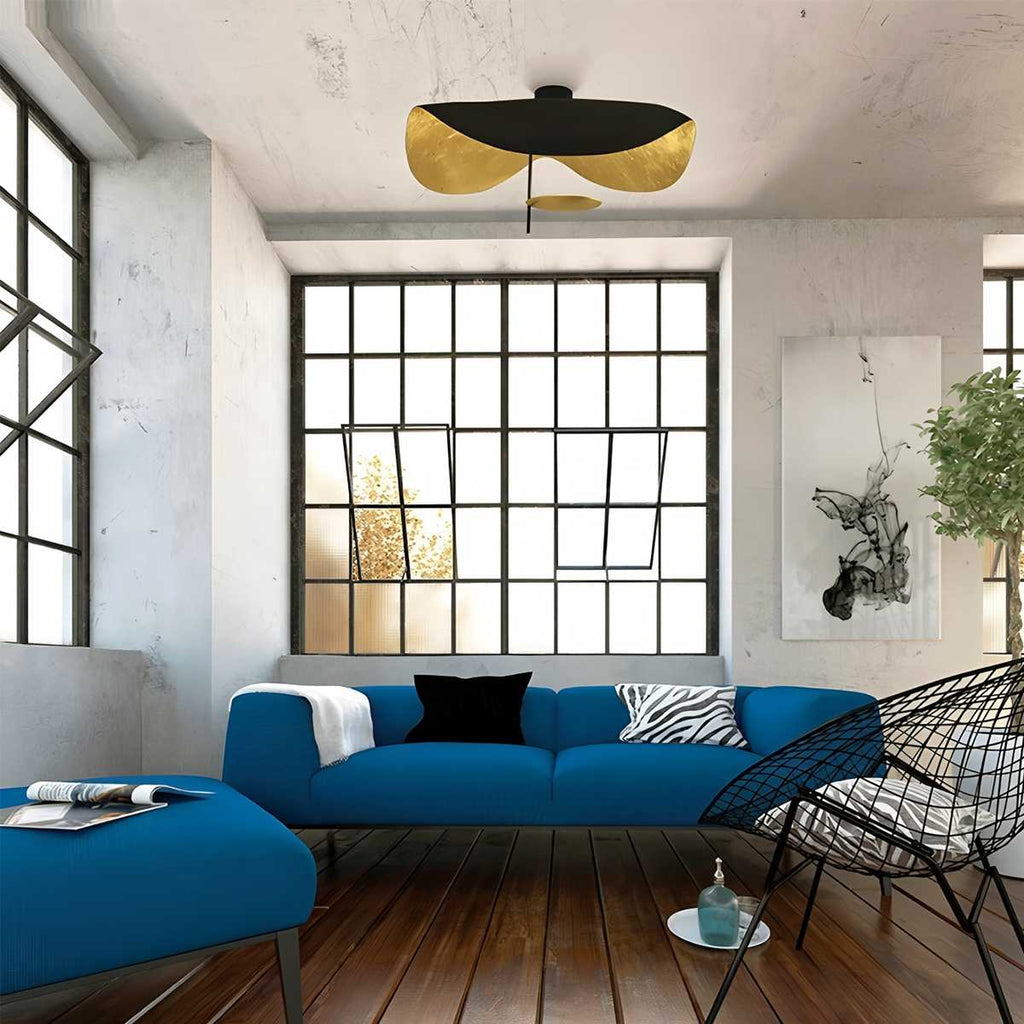 VerdeLeaf orb plafondlamp met reflecterende schijf en metalen kap