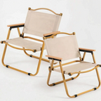Chaise pliante d’extérieur Veldar, cadre en aluminium avec accoudoirs en bois