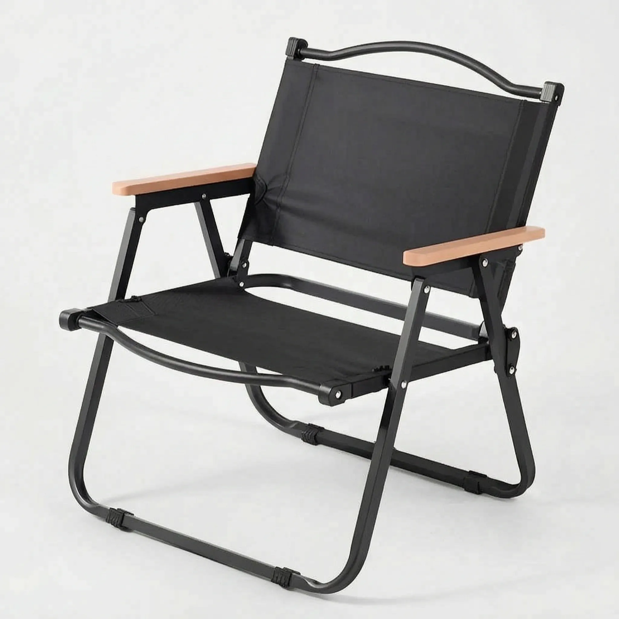 Chaise pliante d’extérieur Veldar, cadre en aluminium avec accoudoirs en bois