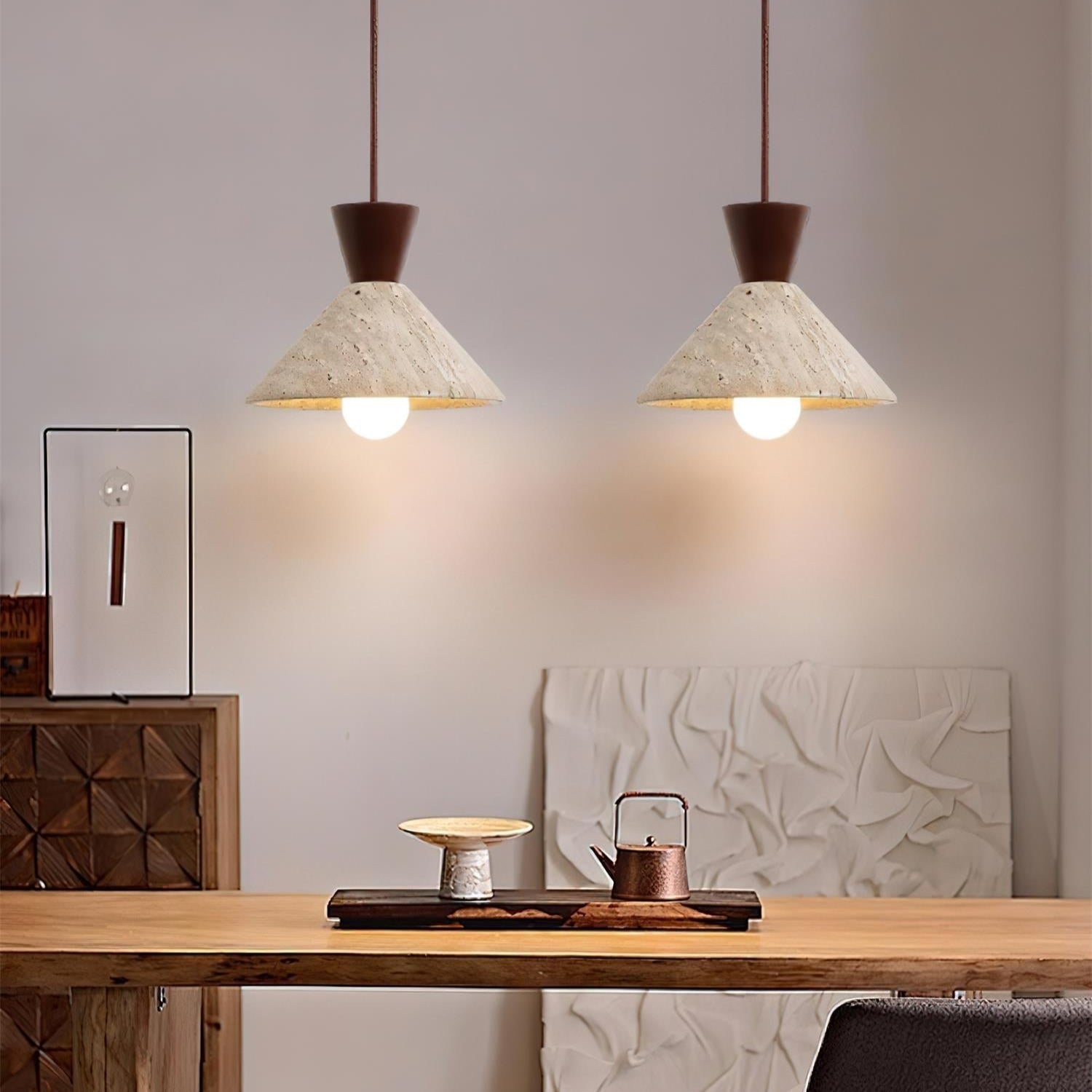 Ritta Travertijn Hanglamp Hoedvorm | Fioriscas
