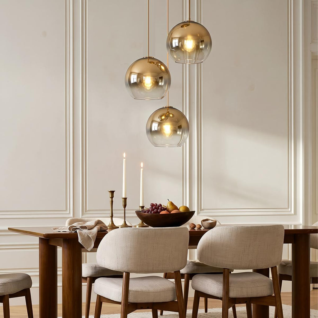 Aurora glaspendel med ombré-finish i champagne, silver och roséguld