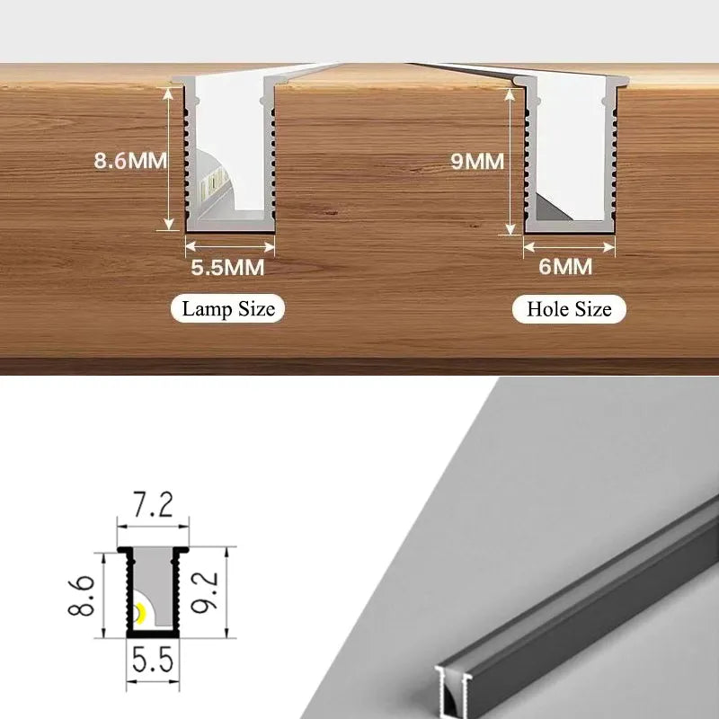 LED-lysskinne til underskab, kan afkortes efter behov, slank aluminiumsskinne, 3 lysfarver