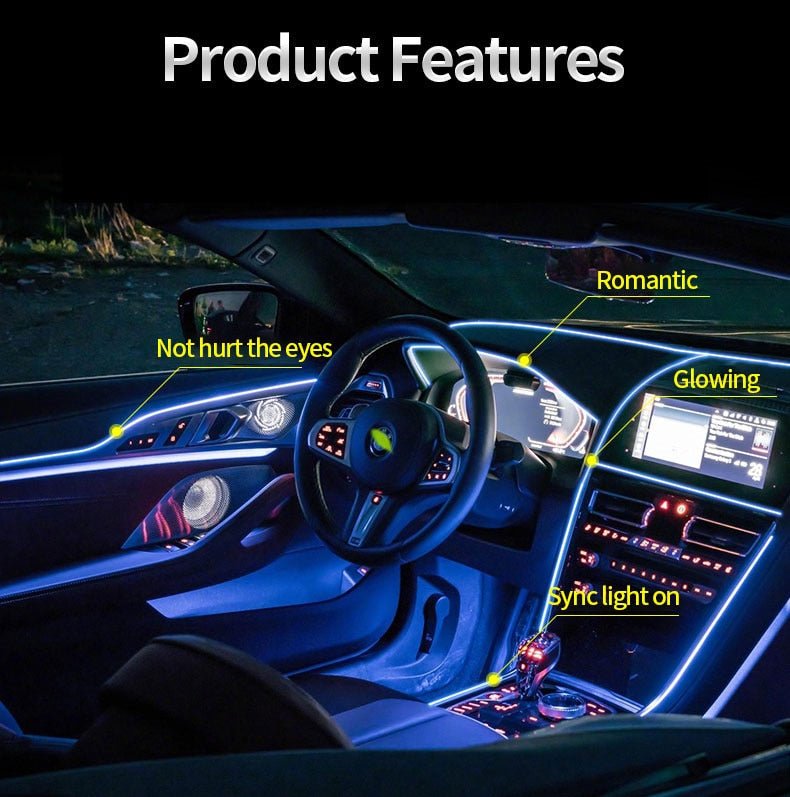 Striscia luminosa decorativa a LED per gli interni dell'auto - Fioriscas