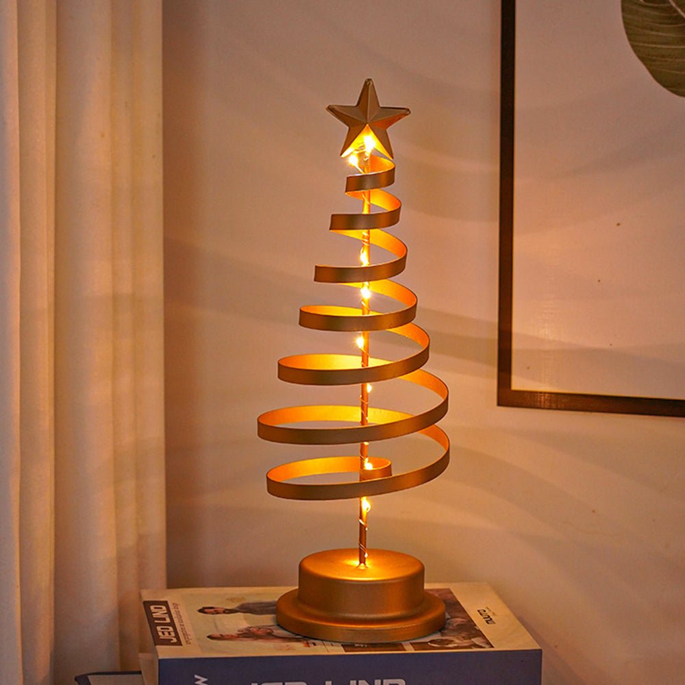 LED Christmas Tree with Spiral Design and Star Accent (33 cm) - Fioriscas