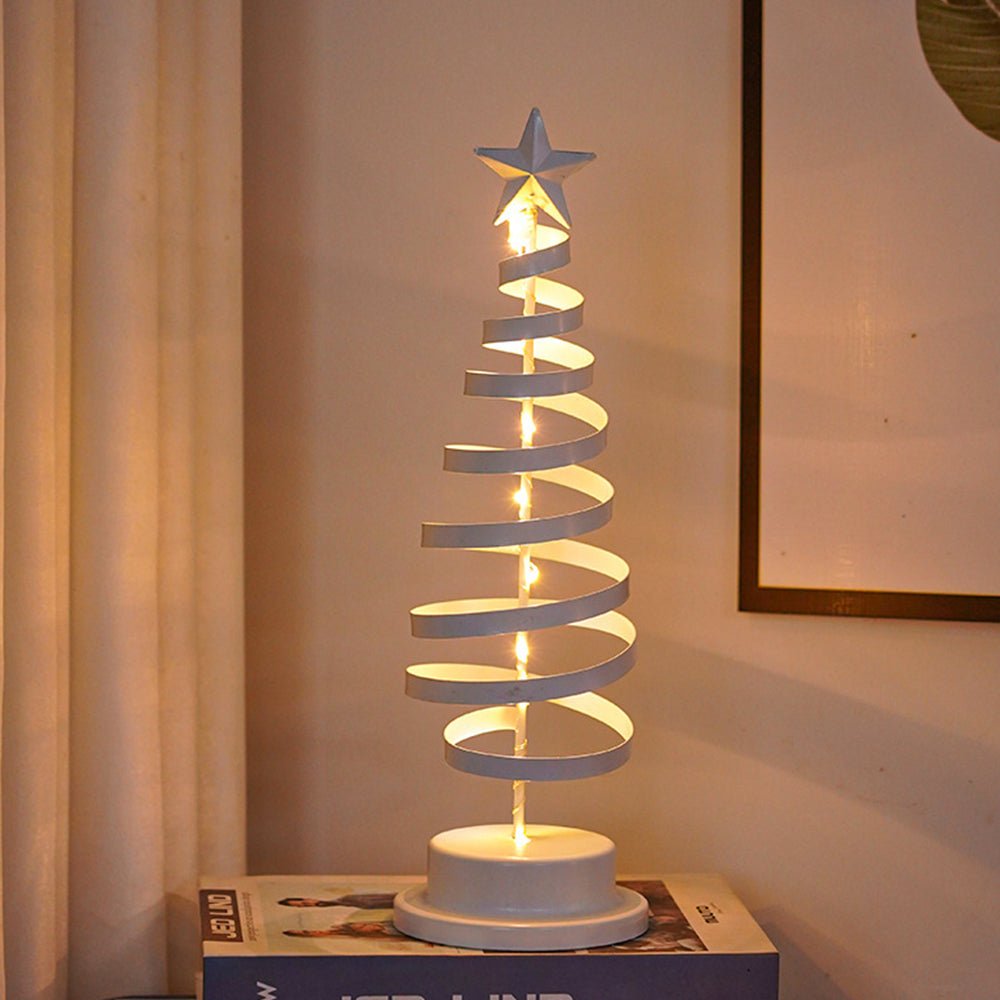 LED Christmas Tree with Spiral Design and Star Accent (33 cm) - Fioriscas