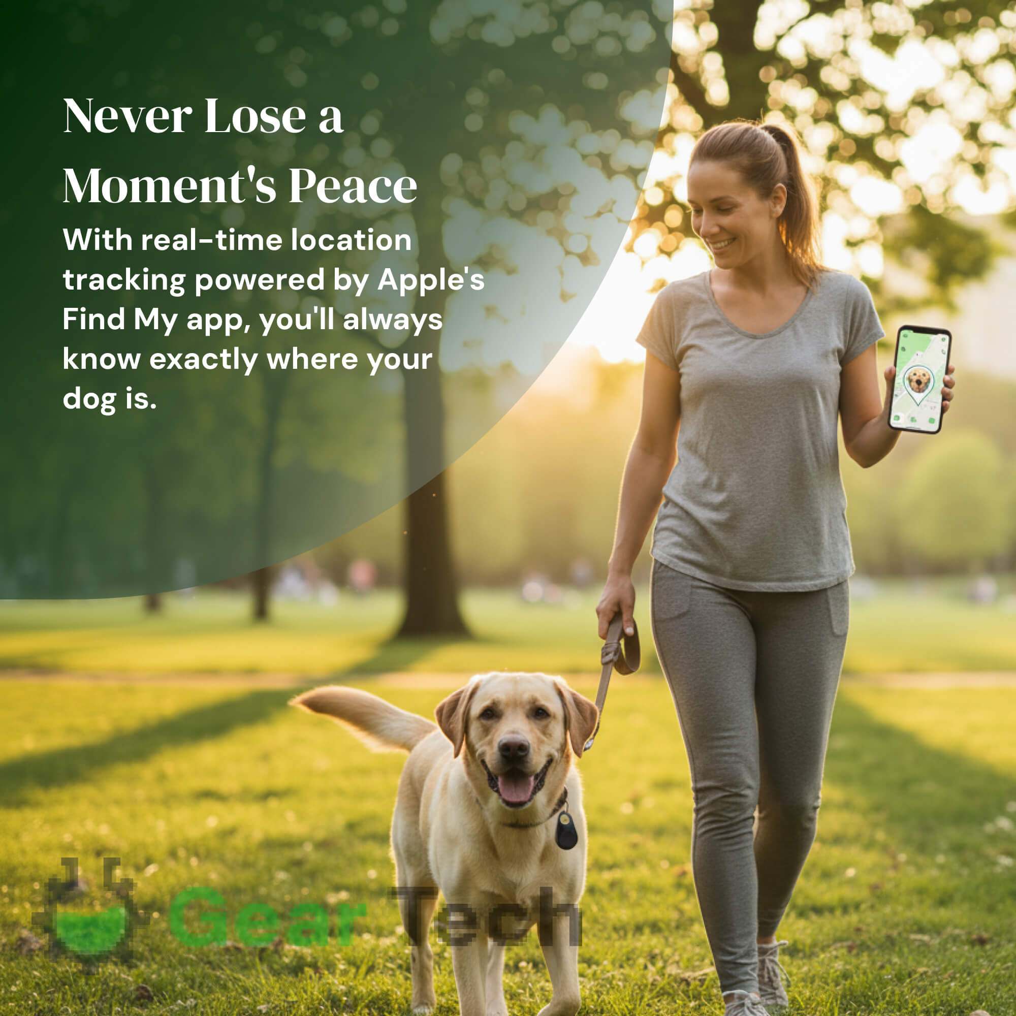 Vandtæt Kirra GPS-tracker til hunde med Apple Find My, uden abonnement