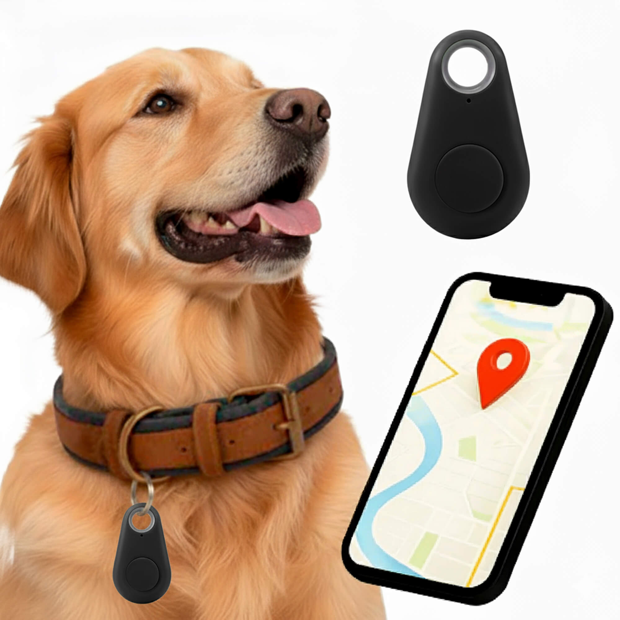 Vandtæt Kirra GPS-tracker til hunde med Apple Find My, uden abonnement