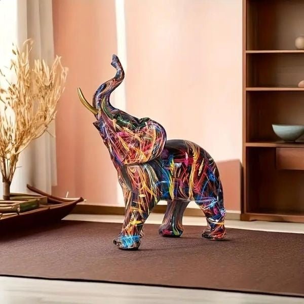 Lively graffiti elephant figure for artistic home decoration - Fioriscas