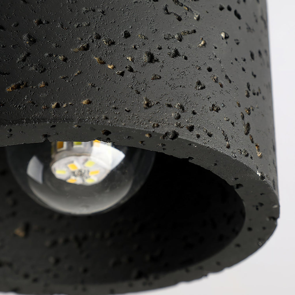 Ritta firkantet & rund loftslampe sort & gul travertin | Fioriscas