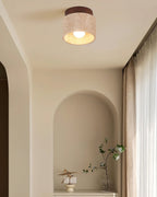 Ritta firkantet & rund loftslampe sort & gul travertin | Fioriscas