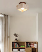 Ritta firkantet & rund loftslampe sort & gul travertin | Fioriscas