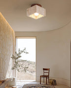 Ritta firkantet & rund loftslampe sort & gul travertin | Fioriscas