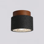Ritta firkantet & rund loftslampe sort & gul travertin | Fioriscas