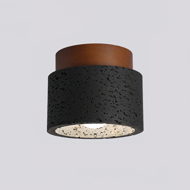 Ritta firkantet & rund loftslampe sort & gul travertin | Fioriscas