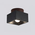 Ritta firkantet & rund loftslampe sort & gul travertin | Fioriscas