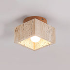Ritta firkantet & rund loftslampe sort & gul travertin | Fioriscas