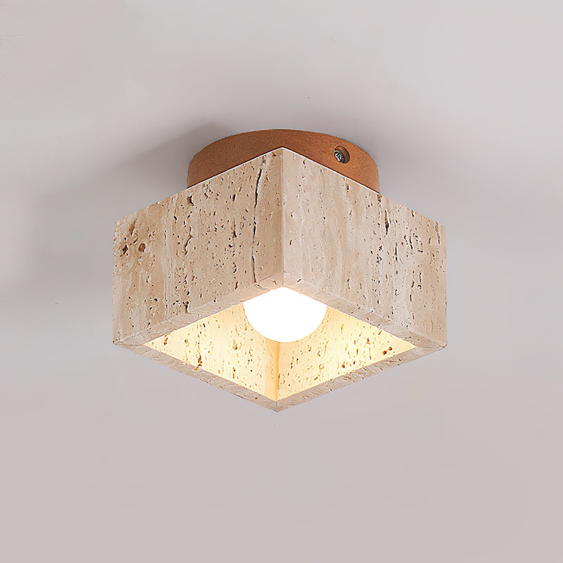 Ritta firkantet & rund loftslampe sort & gul travertin | Fioriscas
