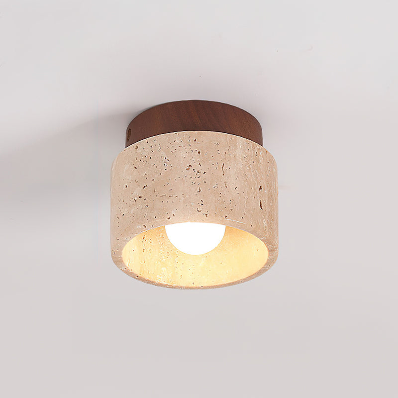 Ritta firkantet & rund loftslampe sort & gul travertin | Fioriscas