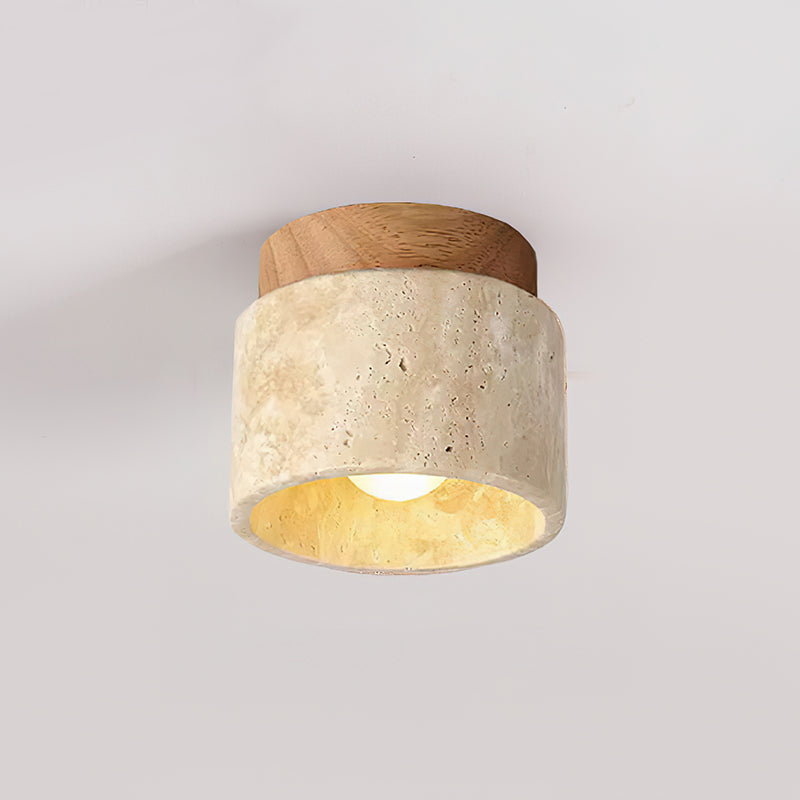 Ritta firkantet & rund loftslampe sort & gul travertin | Fioriscas