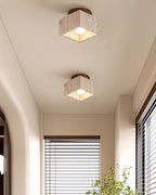 Ritta firkantet & rund loftslampe sort & gul travertin | Fioriscas
