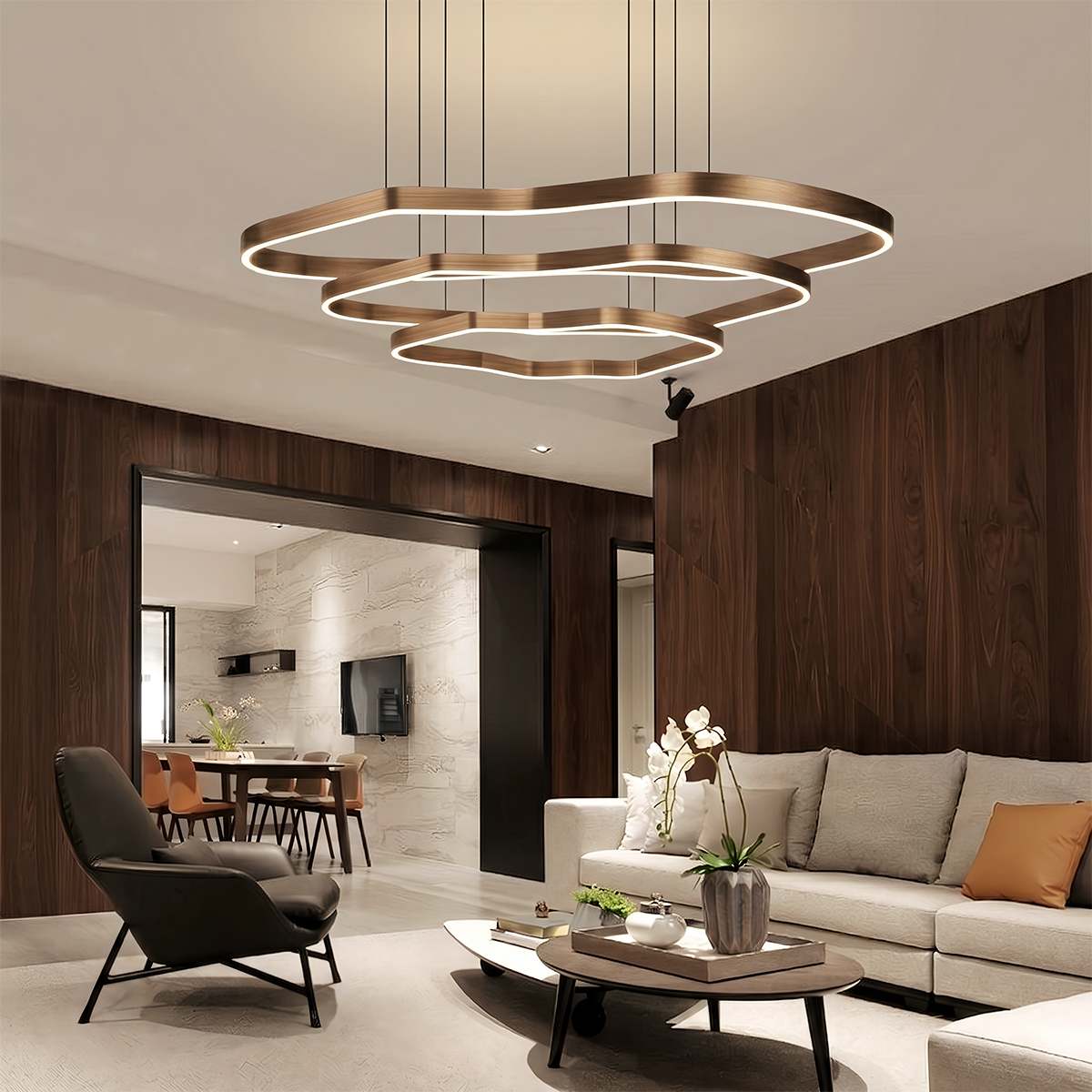 Nova Ring LED-ljuskrona med akryl-diffusor för modern atmosfär