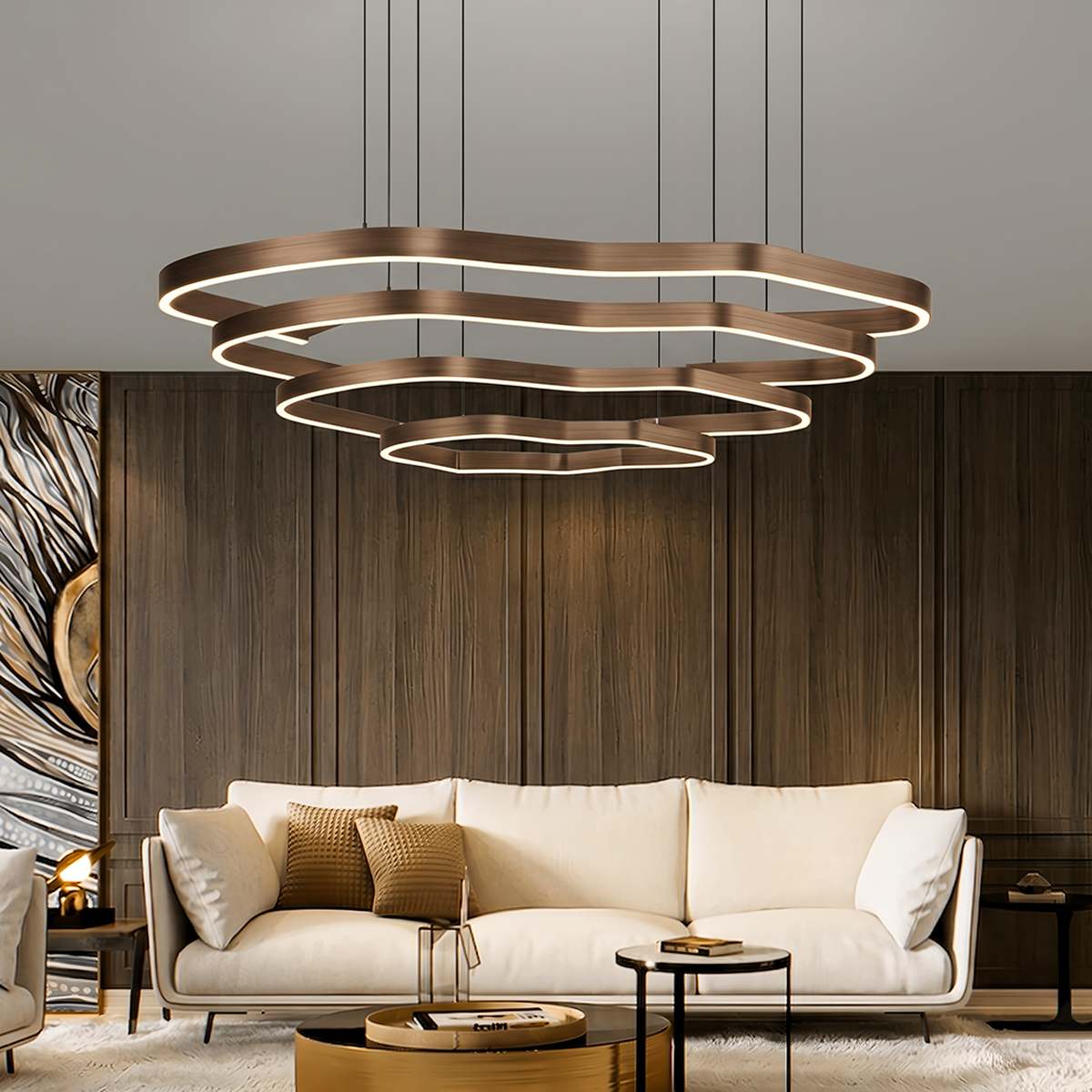Nova Ring LED-ljuskrona med akryl-diffusor för modern atmosfär