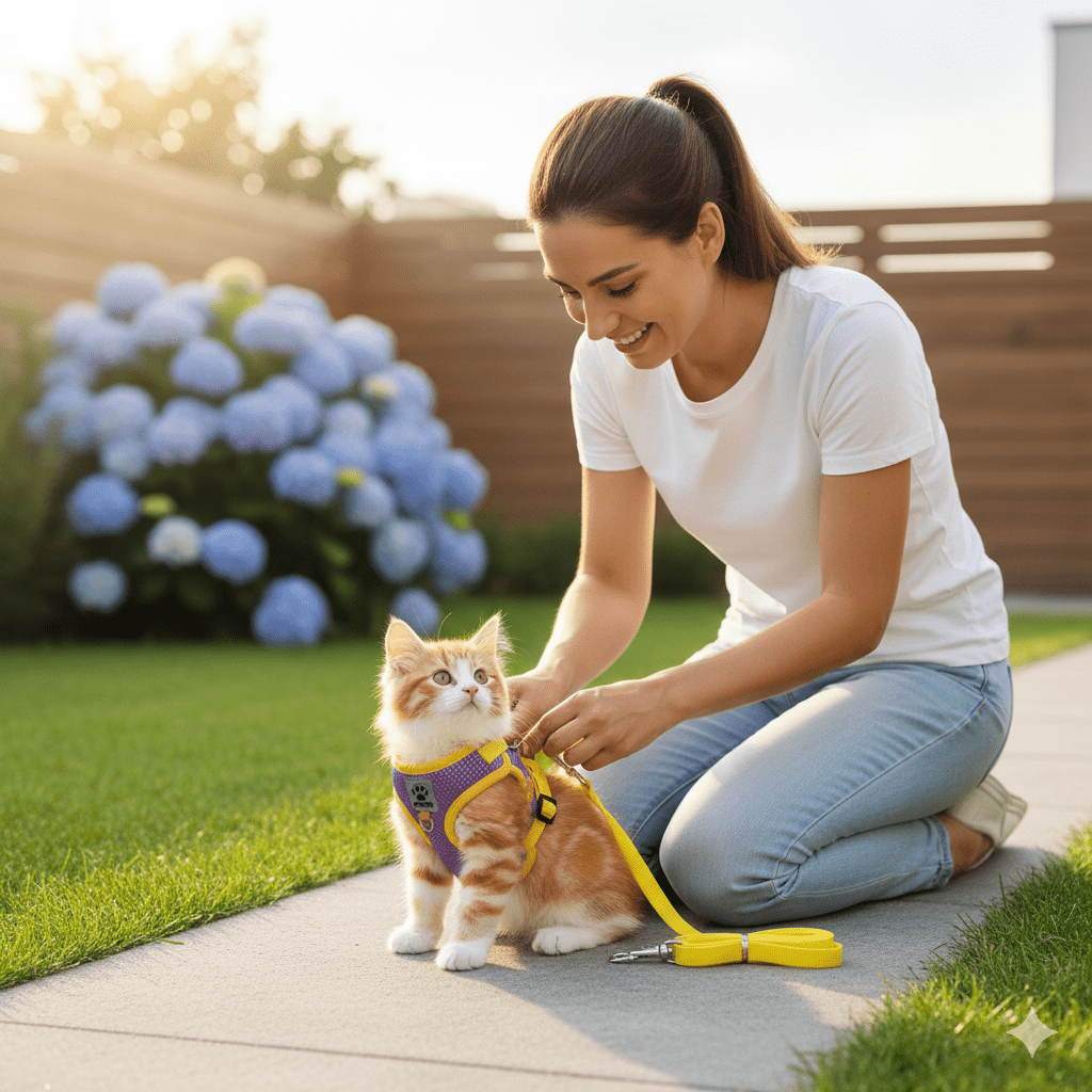 Arnés para gatos a prueba de escapes con detalles reflectantes - Fioriscas
