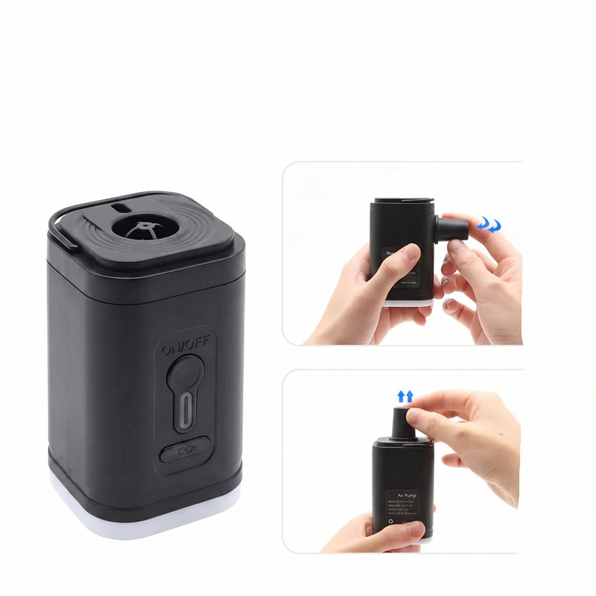 משאבת אוויר קומפקטית נטענת ב-USB עם ניפוח וריקון 2-ב-1 | Fioriscas