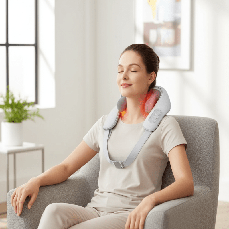 Elektrische Shiatsu nek- en trapeziusspiermassager voor diepe druk - Fioriscas