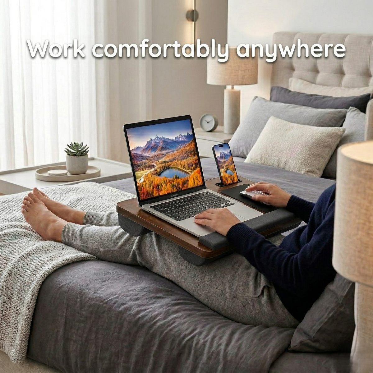 Tabuleiro versátil para computador portátil, para a cama ou o sofá, com altura ajustável | Fioriscas