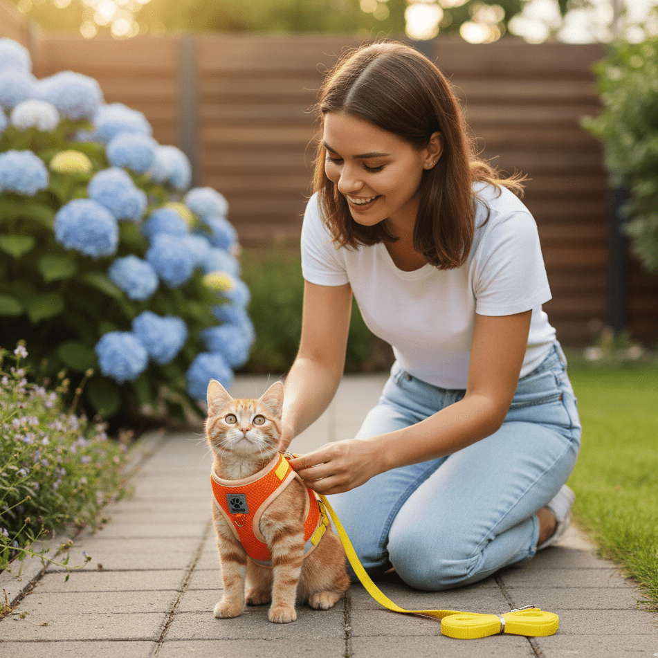 Arnés para gatos a prueba de escapes con detalles reflectantes - Fioriscas