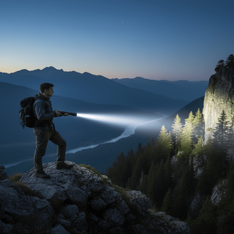 Výkonná LED svítilna se světelným tokem 100000 lumenů, nabíjením přes USB a vodotěsným provedením s funkcí zoom - Fioriscas