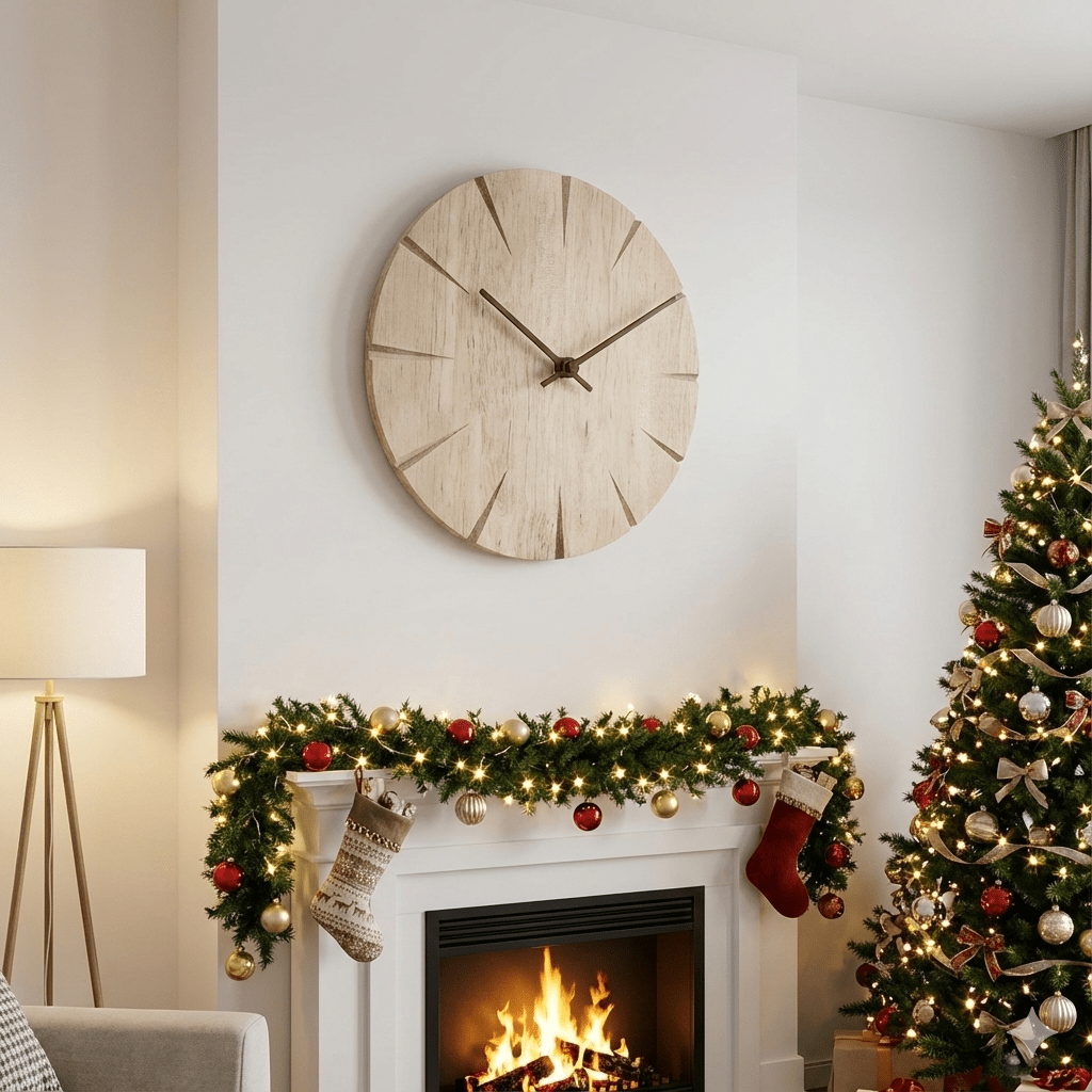 Élégante horloge murale en bois massif avec mécanisme à pendule - Fioriscas