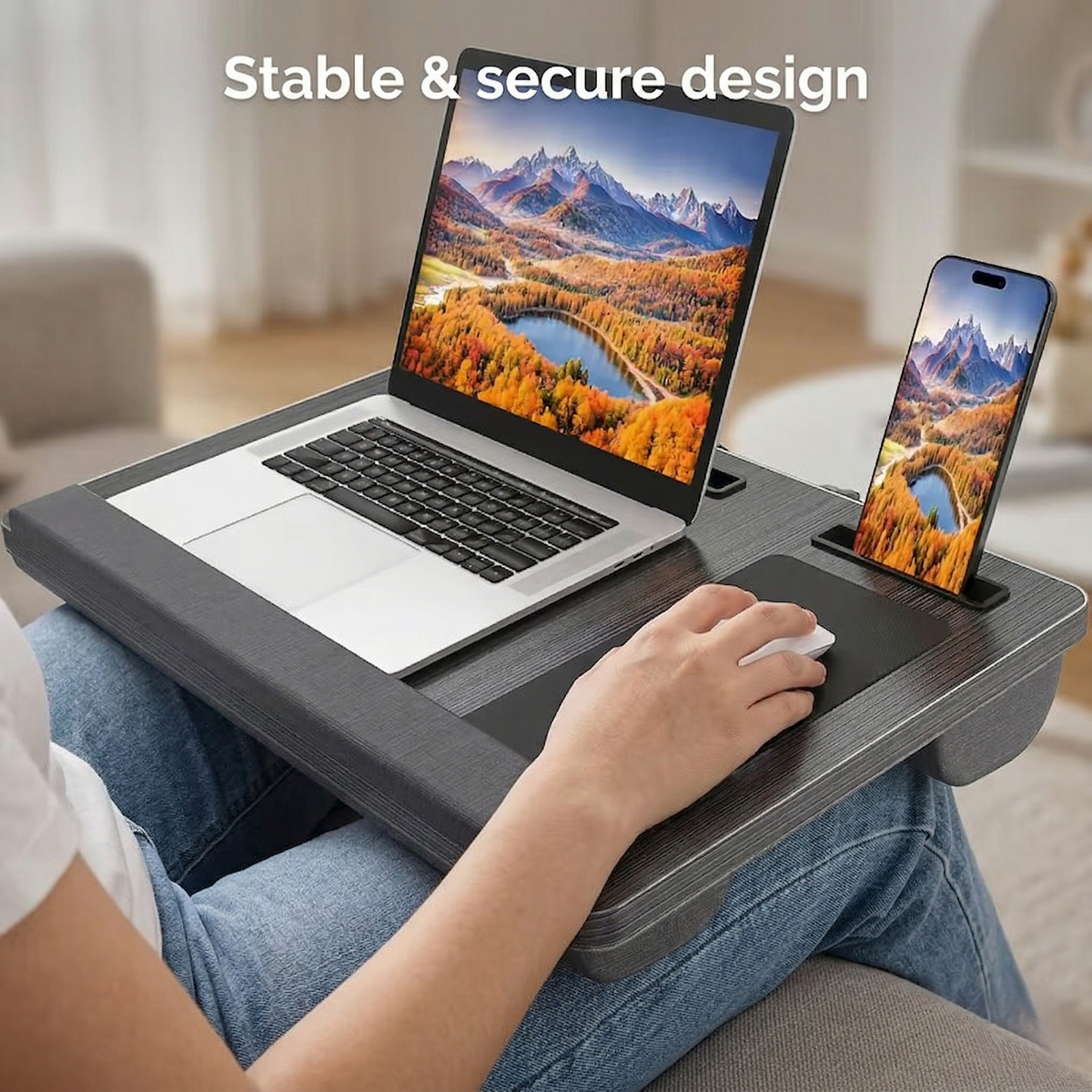 Tabuleiro versátil para computador portátil, para a cama ou o sofá, com altura ajustável | Fioriscas