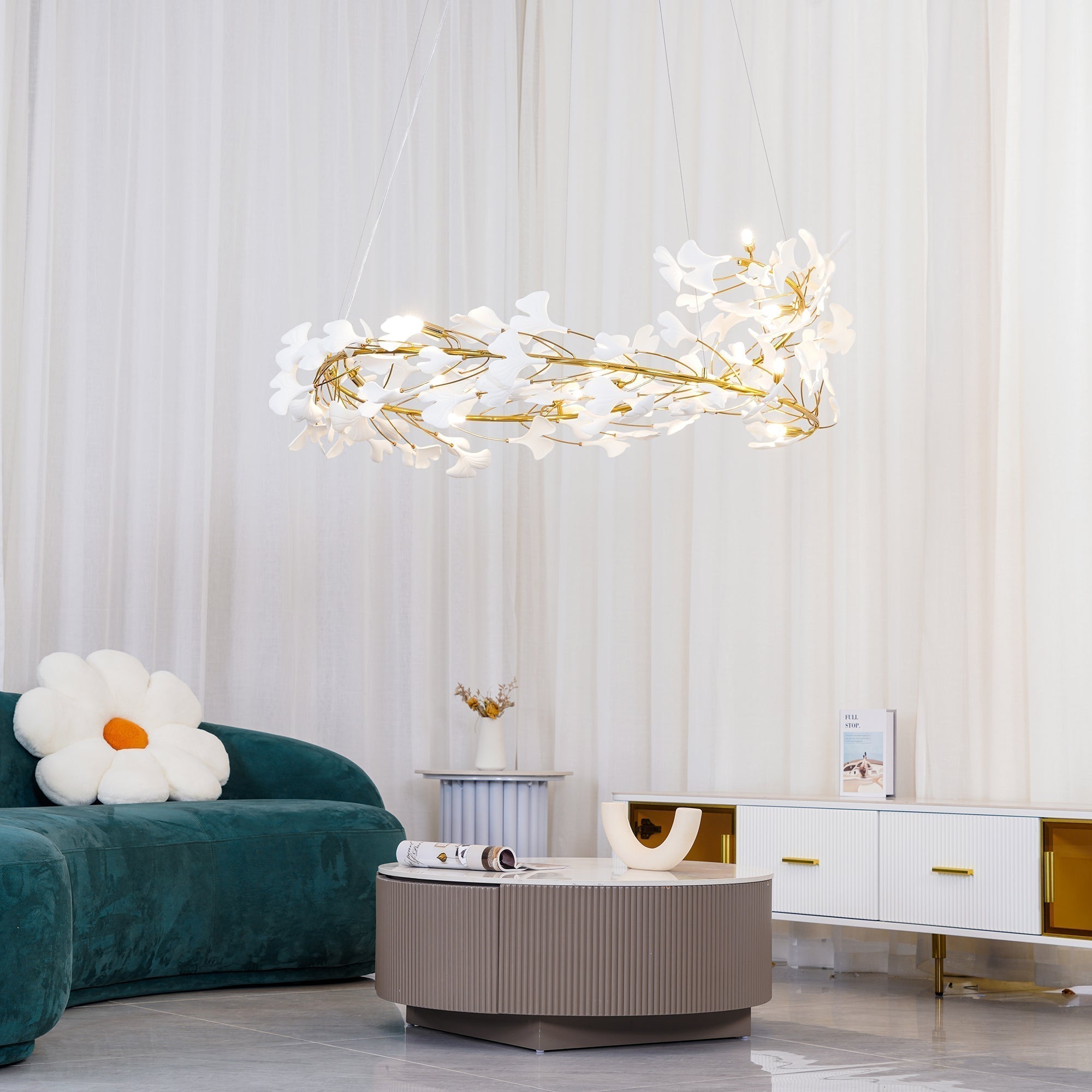 Olivia Moderne Gylden LED Lysekrone Keramik | Fioriscas